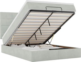 vidaXL Cadru de pat otoman cu saltele Gri deschis 140x190cm catifea