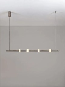 Lustra tub subtire aluminiu gri inchis si alabastru LED MARLOW