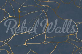 Tapet Gold Swirl, Dark Blue, Rebel Walls