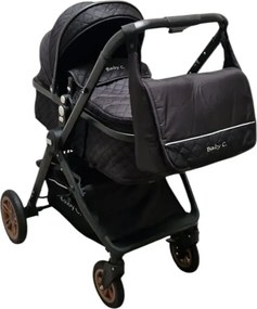 Carucior nou nascuti 2 in 1 Baby Care X2S, Maner reversibil, Cu geanta bebe, Amortizoare, Roti din cauciuc plin AVE, Spatar reglabil 3 trepte, Plasa