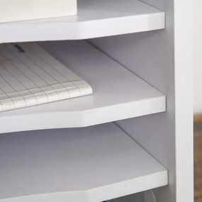 Vinsetto Organizator birou lemn alb cu 4 niveluri suport imprimantă dim. 35,5L x 25l x 28,6H cm | Aosom Romania