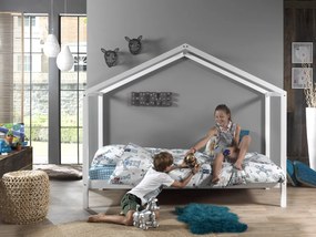 Set DALLAS în alb format dintr-un Pat copii Vipack fără gard (90 x 200 cm) și o SALTEA PAT COPII Basic Cool (90 x 200 x 10 cm).