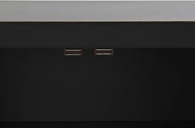 Comodă TV living din lemn, negru, cu 2 uși, 8 sertare și medalion oriental cu ramură înflorită, 51 x 130 x 26 cm, „Zenora”
