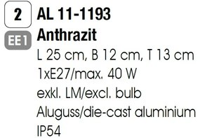 Aplica de perete exterior, protectie IP54, Shell antracit
