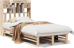 vidaXL Pat cu bibliotecă fără saltea, 90x200 cm, lemn masiv pin