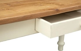 Masa fixa, L120 80 H80 cm, cu sertar, lemn masiv alb antichizat/natur