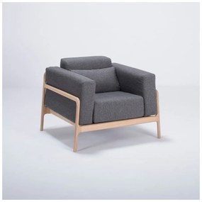 Fotoliu din lemn de stejar Gazzda Fawn, gri închis