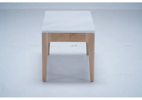 Masuta de cafea, natur, din lemn de stejar si marmura, 90 cm,aspect rustic, Ernest