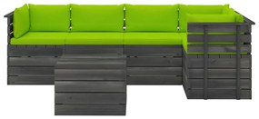 Set mobilier gradina din paleti cu perne, 6 piese, lemn de pin verde aprins, 6