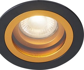 Set de 6 spoturi încastrate moderne negre cu auriu rotative și înclinabile IP44 - Chuck