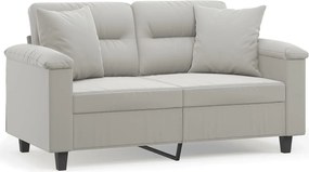 vidaXL Canapea cu 2 locuri, cu perne, gri, 120 cm, microfibră