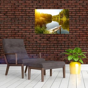 Tablou pe sticlă - Lac la munte (70x50 cm)