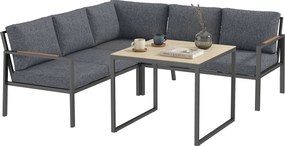 Outsunny Set Mobilier de Grădină Exterior 3 Piese 5 Persoane, 2 Canapele cu Perne Groase, 1 Masă de Cafea, 183x183x72cm, Gri Închis | Aosom Romania