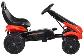 Kart cu pedale pentru copii NOVOKIDS® Rally Kart PRO, 3-7 ani, Carena, Structura metalica, Frana de mana, Scaun Ajustabil, Mers cu spatele, Rosu