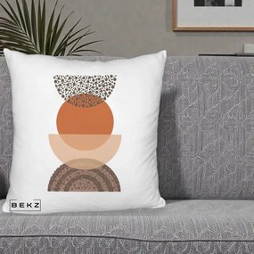 Perna Decorativa Boho Stiva Forme Punctate Terracotta, 40x40 cm, Alb Pufos, Husa Detasabila, Perna Inclusa, BEKZ®