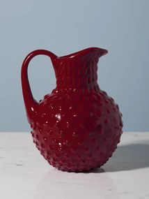 Carafă din ceramică roșu granat, 2 L, cu model hobnail în relief, 23,5 x 19,5 x 15,5 cm, „Pointe de Diamant”