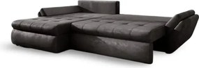 Colțar extensibil dumonde cu ladă de depozitare si sezut confortabil din spuma high-density, Loana Madagaskar Black 270x185 cm