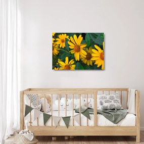 Tablou pe sticlă cu flori galbene (70x50 cm)