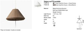 Lampa/Pendul portabil iluminat exterior decorativ SAIGON hole cap T70 gri/crem