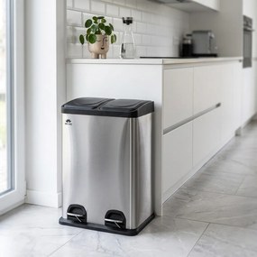 Coș sortare deșeuri Brilanz Savery, 2 x 20 l, inox, 40 l