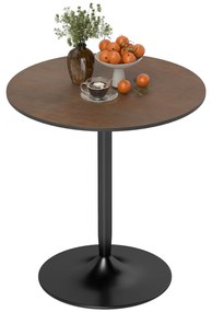 HOMCOM Masă de dining rotundă 70 cm pentru 2 persoane cu blat din placaj de lemn masiv și baza din oțel maro | Aosom Romania