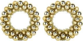 vidaXL Coronite cu bile de Craciun 2 pcs Auriu 33 x 33 x 7 cm