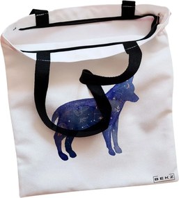 Sacosa de Panza pentru Cumparaturi, Geanta Tote, model Caine Astral, Cu fermoar, 38x34.5 cm, Alba, BEKZ®