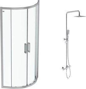 Pachet cabina de dus Ideal Standard Connect 2 crom 80x80 si coloana de dus OMNIRES Y crom