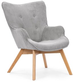 Fotoliu gri cu tapițerie din catifea reiată Niko – Ropez