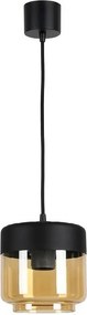 Brilagi - Lampă suspendată LED pe cablu R GLASS, 1xE27/60W/230V, Ø 14 cm, negru/bej fumuriu