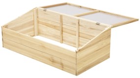 Seră de lemn Outsunny Frigider Seră Frigider Sistem de grădinărit și grădinărit pentru balcon, 100 x 50 x 35 cm, Natural, Molid, placă PC | Aosom Romania