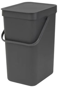 Cos de colectare selectiva Brabantia Sort&Go 647670, 12 L, Maner, Montabil pe perete, Gri inchis