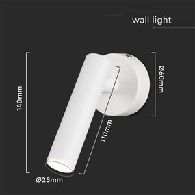 Spot LED de perete LED/2W/230V 3000K alb