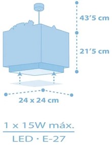 Lustră pe cablu JUNGLE 1xE27/15W/230V albastru Dalber 63112T