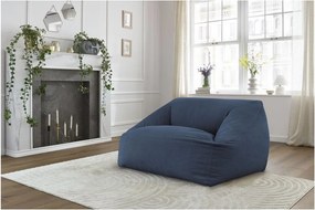 Fotoliu bean bag albastru închis cu tapițerie din catifea reiată Lilibet – Bobochic Paris