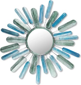 Decoratiune perete 891TNL1575, albastru/verde, metal, 75x5x75 cm