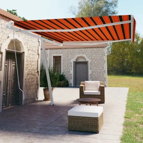 Copertina retractabila manual, portocaliu si maro, 450x350 cm