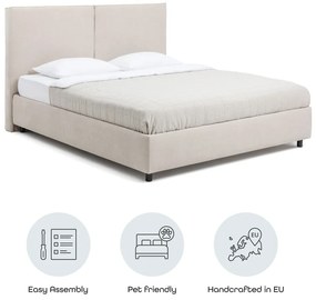 Pat matrimonial bej tapițat cu spațiu de depozitare cu somieră 180x200 cm Myra Bold – Bonami Selection