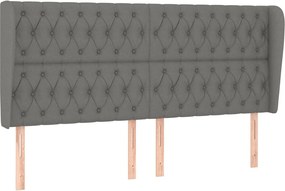 vidaXL Tăblie de pat cu aripioare gri închis 183x23x118/128 cm textil