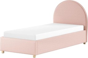 Pat roz tapițat cu spațiu de depozitare cu somieră 90x200 cm Moon – Vipack