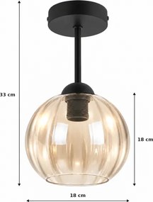 BRILAGI - lustra LED aplicată R GLASS 1xE27/60W/230V Ø 18 cm negru/bej fumuriu