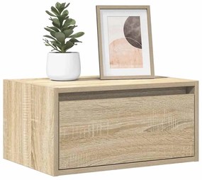 vidaXL Noptieră montată pe perete cu lumini LED, stejar sonoma