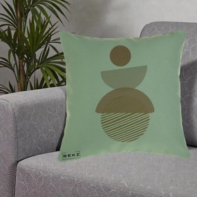 Perna Decorativa Geometric Boho Forme Terracotta, 40x40 cm, Verde, Husa Detasabila, Perna Inclusa, BEKZ®