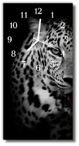 Ceas de perete din sticla vertical Animale tiger negru și alb