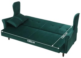 Canapea extensibilă, material textil verde, COLUMBUS