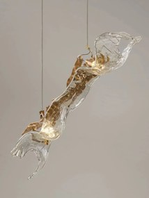 Lustra LED otel auriu si sticla transparenta AVESA