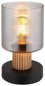 Lampa de masa lemn maro sticla fumurie ALEIDIS