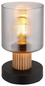 Lampa de masa lemn maro sticla fumurie ALEIDIS