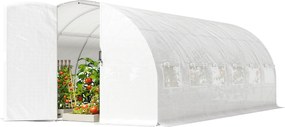 Outsunny Seră tunel 6x3x2 m cu ușă cu balamale, 12 ferestre cu plasă și structură din oțel galvanizat, alb | Aosom Romania
