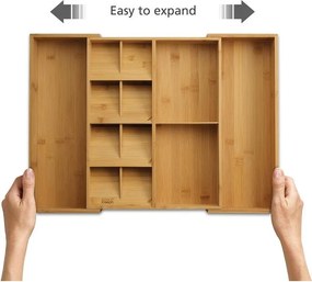 Organizator de tacâmuri în culoare naturală ajustabil din bambus 32 x 40 cm DrawerStore Bamboo – Joseph Joseph